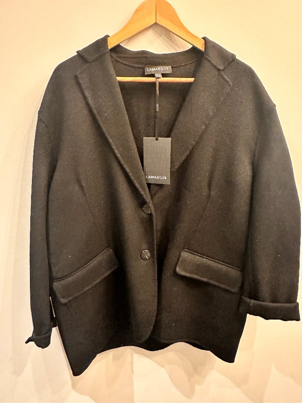 LAMARQUE Ennis NWT Oversized Wool Blazer Coat Jacket Black